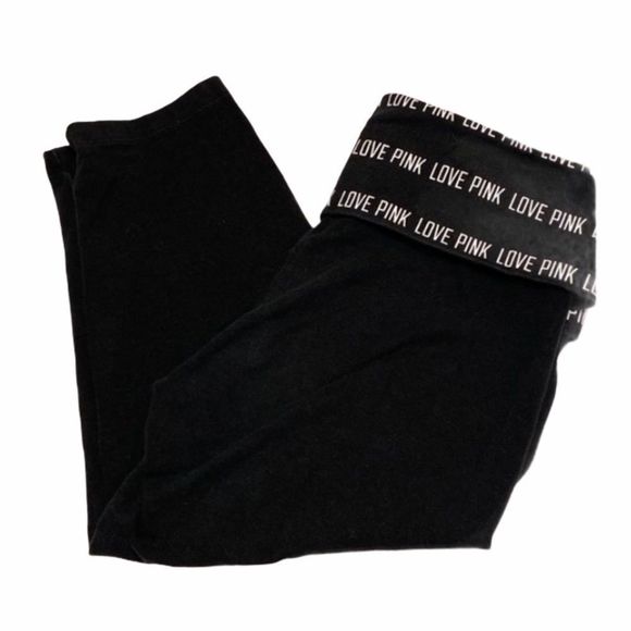 PINK Victoria's Secret Pants - Victoria’s Secret Black Love Pink Logo Yoga Pants